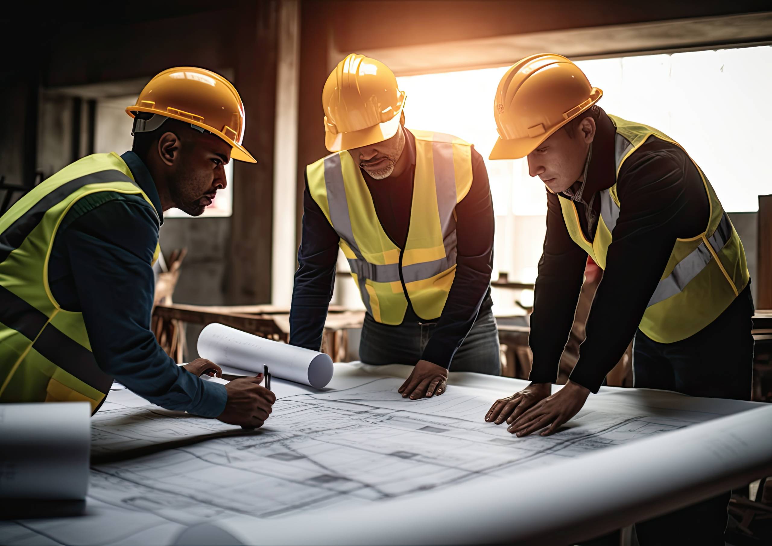 Construction workers working on a construction site